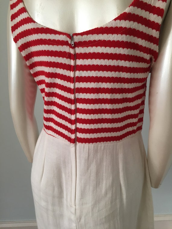 80's Vintage Nautical White & Red Dress By La Cos… - image 7