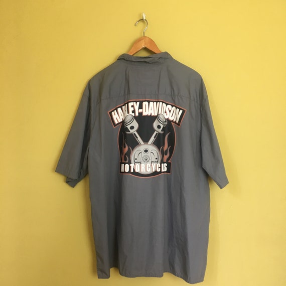 VTG Harley Davidson Mechanic Work Button Shirt Sz