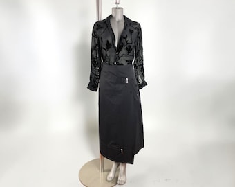 Vintage French Avant Garde Black Asymmetric Skirt By Bain De Nuit