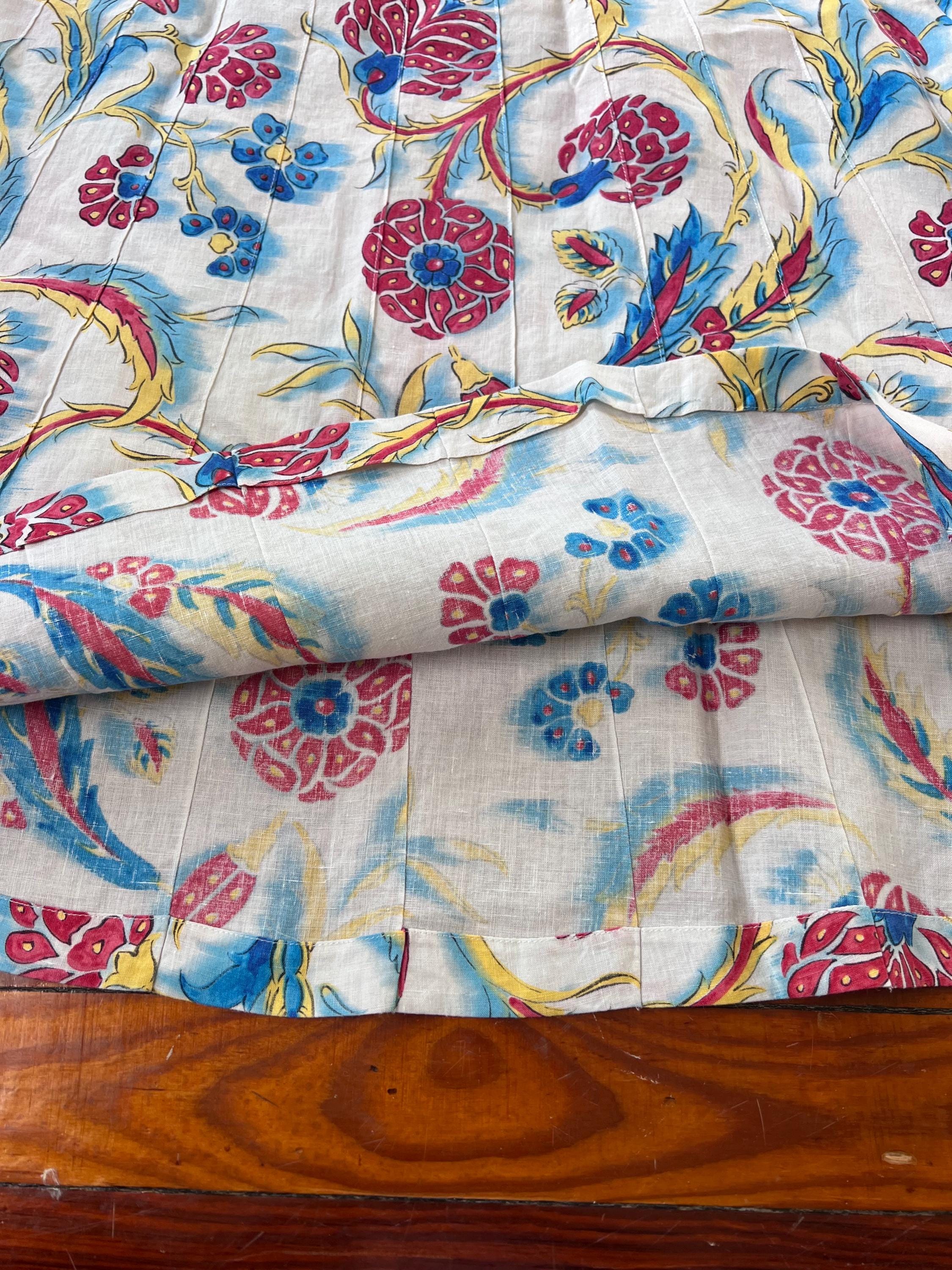 Vintage Celine Linen Skirt White Multicolor 100% Linen Paisley