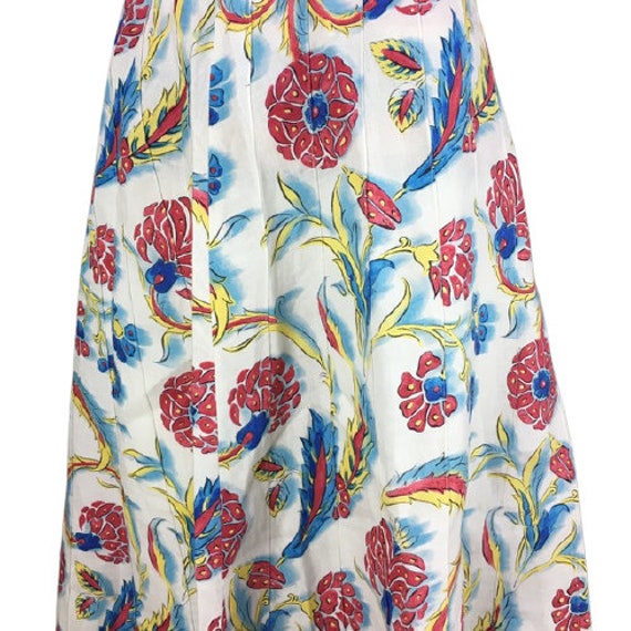 Celine Paris Vintage A line Floral Linen Skirt 42 - image 2