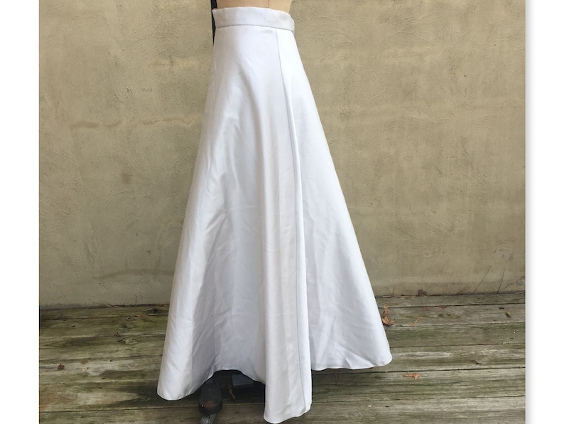 90's Floor Length Satin A-Line Skirt Grey Oyster Shell 5/6 Small image 1