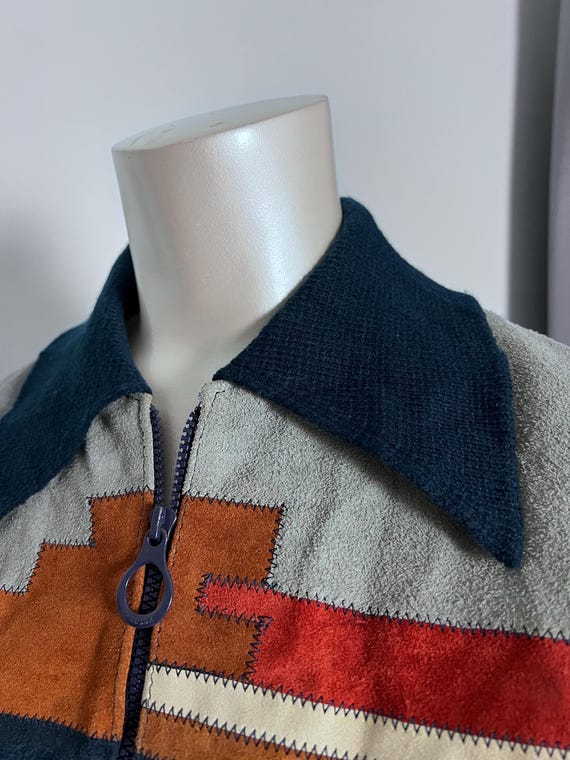 70s Split Suede & Knit Patchwork Jacket Unisex Zi… - image 6