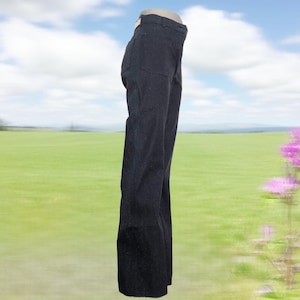 70s Vintage US Navy Bell Bottoms Jeans, High Waist Dark Wash Deadstock Denim