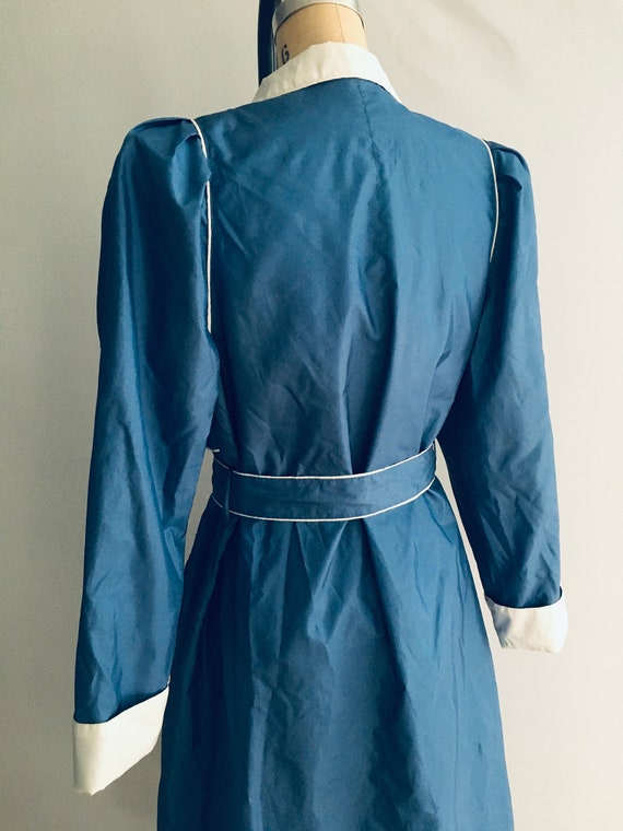 80's Vintage Braetan Blue & White Trench Coat - image 6