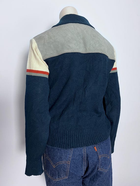 70s Split Suede & Knit Patchwork Jacket Unisex Zi… - image 8