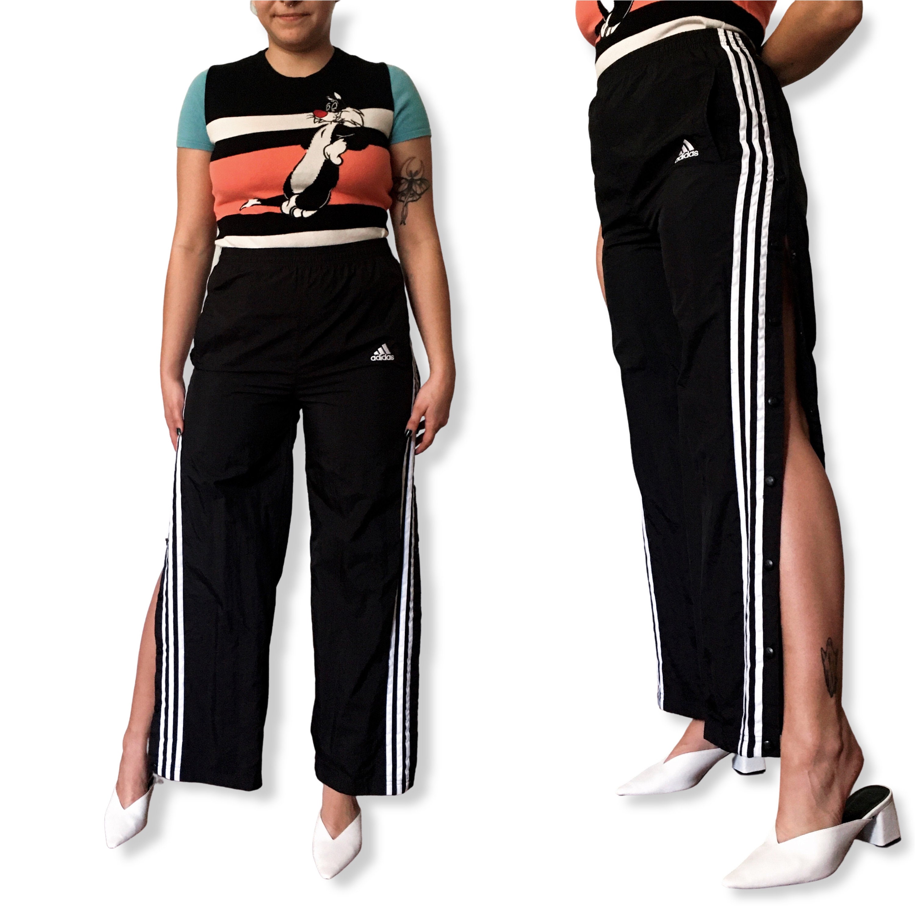 90's Adidas Nylon Popper Pants Vintage Track | Etsy