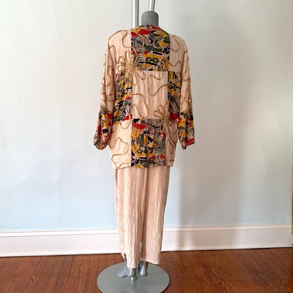 80s Vintage Patchwork Jacket & Pants Set With Art… - image 8