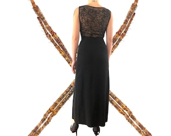 90s Max Mara Pianoforte Black Dress Sleeveless Eveningwear Sparkly Sheer Back Column Dress With Spider Web Design 1990's Italian Designer