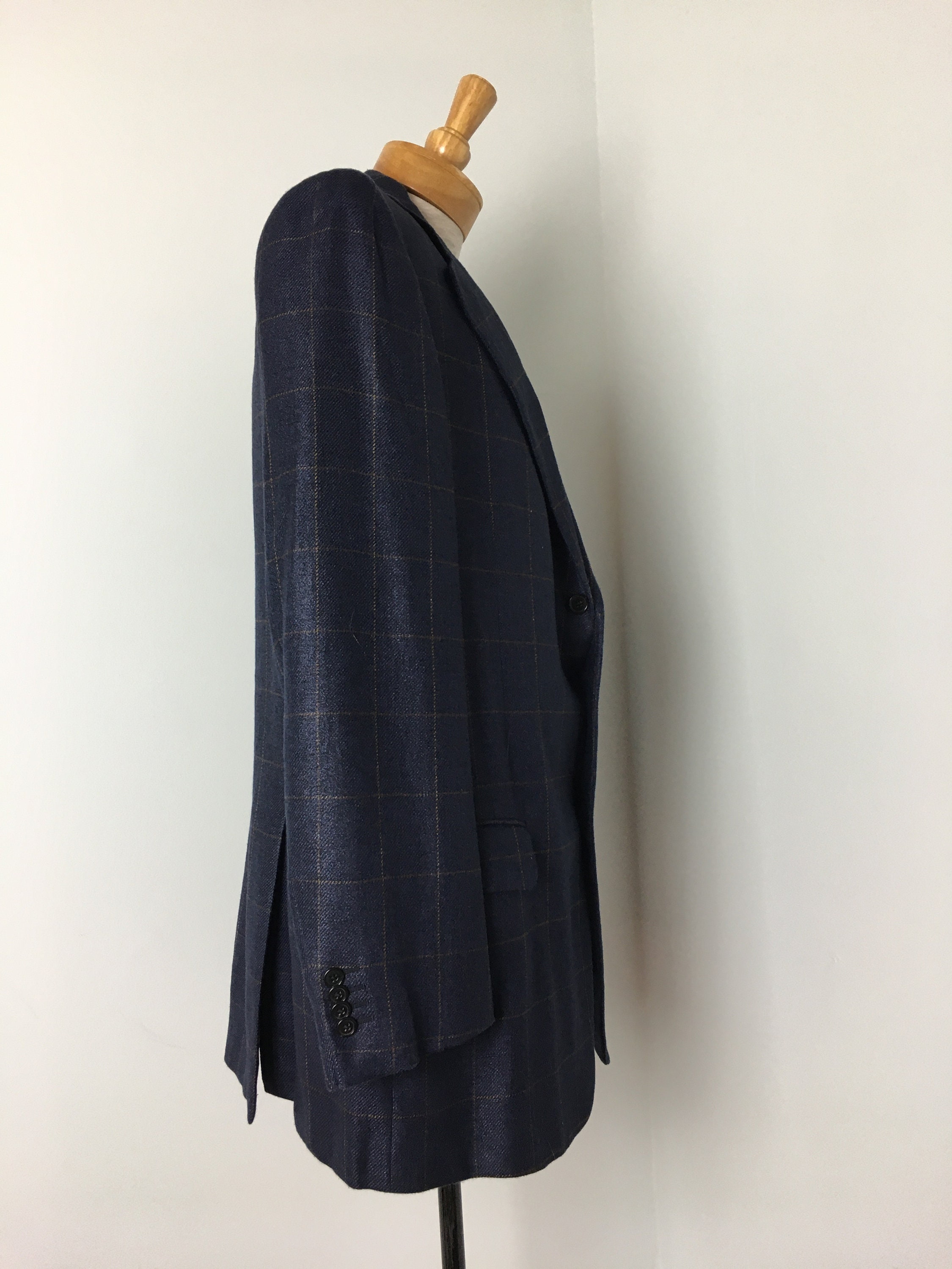 Vintage Ermenegildo Zegna Navy Windowpane Plaid Sport Coat - Etsy