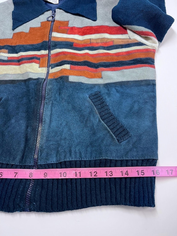 70s Split Suede & Knit Patchwork Jacket Unisex Zi… - image 12