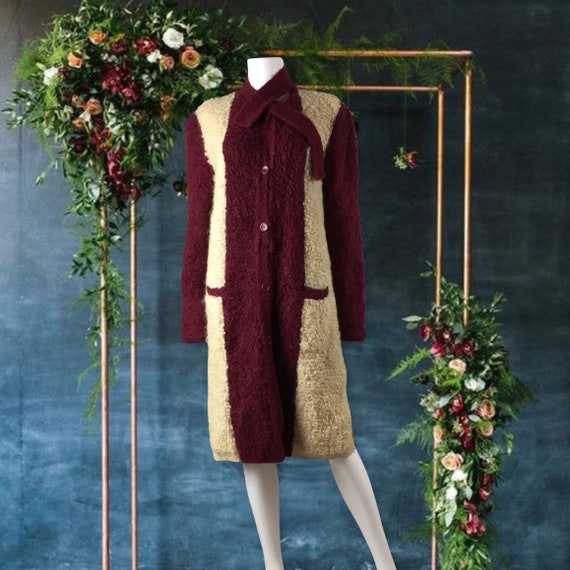 VTG Sonia Rykiel Cranberry & Cream Mohair Oversize