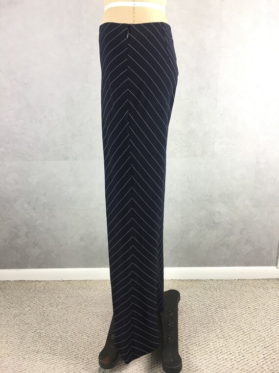 90's Vintage Wide Leg Pinstriped Knit Pants Very … - image 4