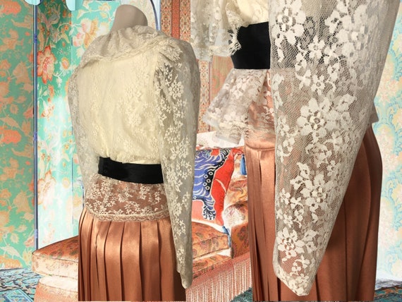 50's 60's Saks Fifth Avenue Vintage Belted Lace B… - image 3
