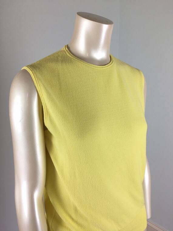 60's Nylon Tank Top in Bold Bright Yellow Vintage… - image 3