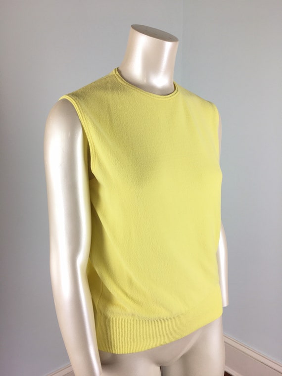 60's Nylon Tank Top in Bold Bright Yellow Vintage… - image 4