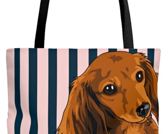 Barking Dachshund Studio Pouch Clutch Handbag Accessory Unique Bag Purse Black White Typography Humorous Logic Doxie Funny Monochrome Dog
