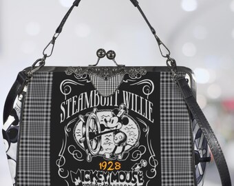 Steamboat Willie Mickey • Kisslock Handbag • Character Bags, Backpacks and Accessories for Weekends, Work, Travel or Back to School