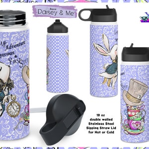 Alice in Wonderland ∙ Tumbler • Hot and Cold ∙ Insulated Bottle with Straw ∙ Alice Gift ∙ Stainless Steel Thermos Bottle ∙ Bags and Gifts