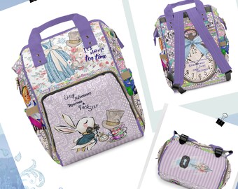 Alice in Wonderland,Cheshire Cat,Tea Cups,Diaper Bag Backpack,Crossbody Bags for Women,Quilts,Umbrella,Madhatter,Best Bags,Gifts for Moms