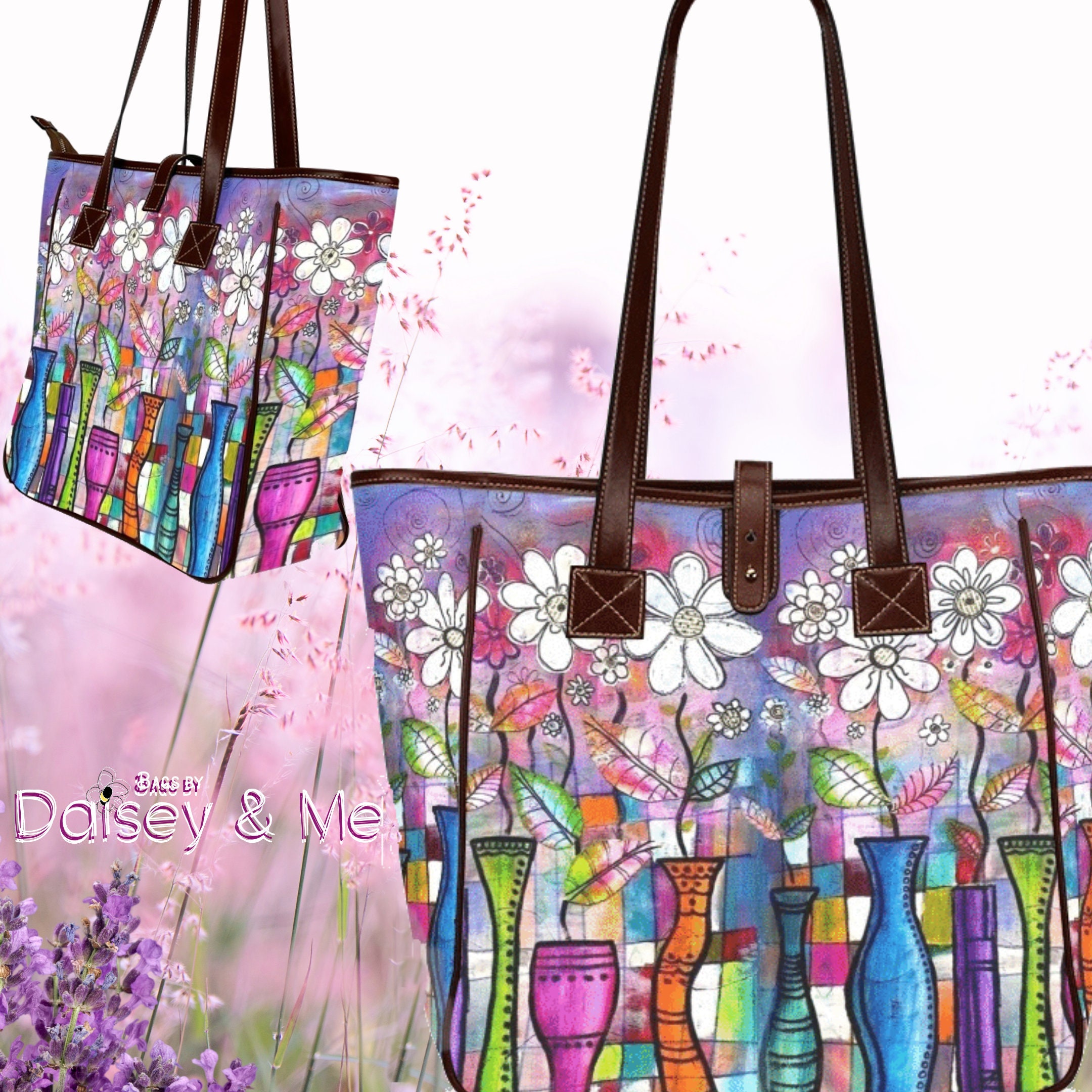 Daisies Colorful Abstract Floral ∙ Daisy ∙ Commuter Tote ∙ Doctor Bag ∙ Messenger Bag ∙ Crossbody ∙ Satchel ∙ Laptop Bag ∙ Umbrella ∙ Wallet