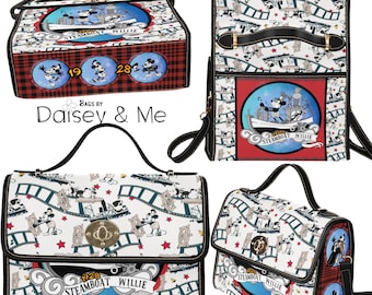 Mickey • Crossbody Retro Handbag • Steamboat Willie Weekender Travel or Everyday Purse • Cartoon Character Bags and Accessories