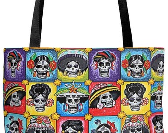Sugar Skull • Halloween Tote • Spooky Gifts • Bags and Gifts • Goth Bag • Goth Gift • Travel Bag • Dia de Los Muertos • Dark Academia Gift