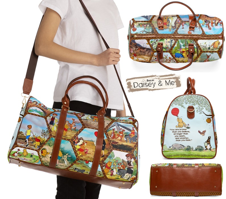 Winnie the Pooh Travel Bag for Women Overnight Bag Honey Bee Crossbody Bag for Women Various Sizes Backpack Diaper Bag image 1