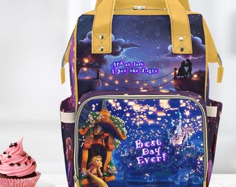 Rapunzel Backpack • Tangled inspired themed Bags for Work School or Nursery • Diaper Bag Crossbody Weekender or Travel Bags and Accessories