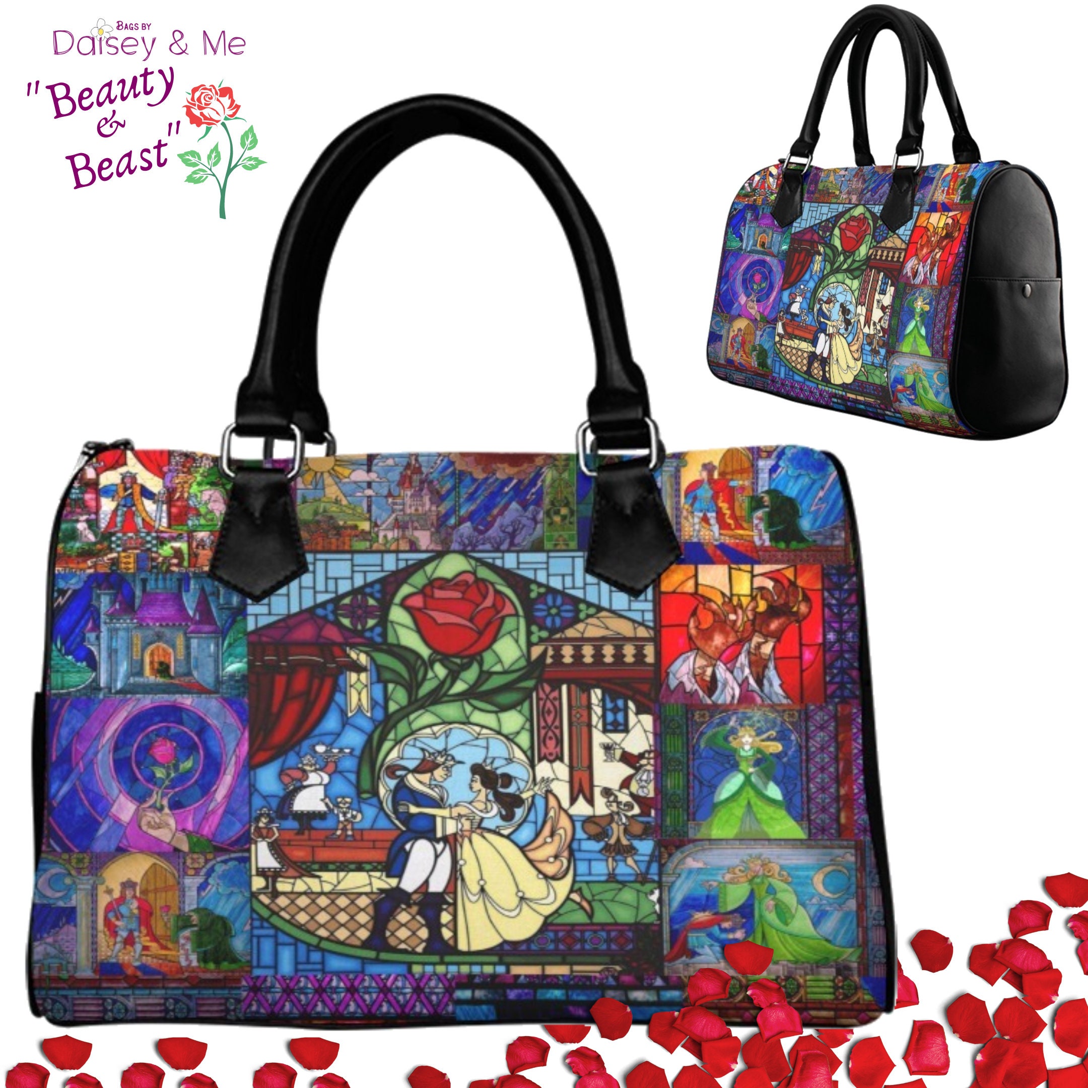 Loungefly Disney Beauty and the Beast Belle All Over Print Womens Double  Strap Shoulder Bag Purse
