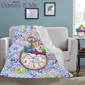 Alice In Wonderland Baby Nursery Minky Blanket Infant Disney Cheshire Cat  White Rabbit Throw 50x60