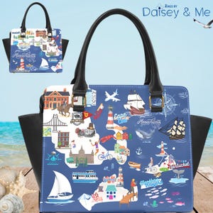 Map Bag • Coastal Bag • Island Bag • Summer Bag • Martha’s Vineyard • Nantucket • Cape Cod • Nautical • Bags and Gifts • Travel Bag Gift