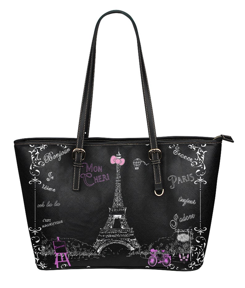 Paris Tote Bag Eiffel Tower Mon Cheri Paris Theme Etsy