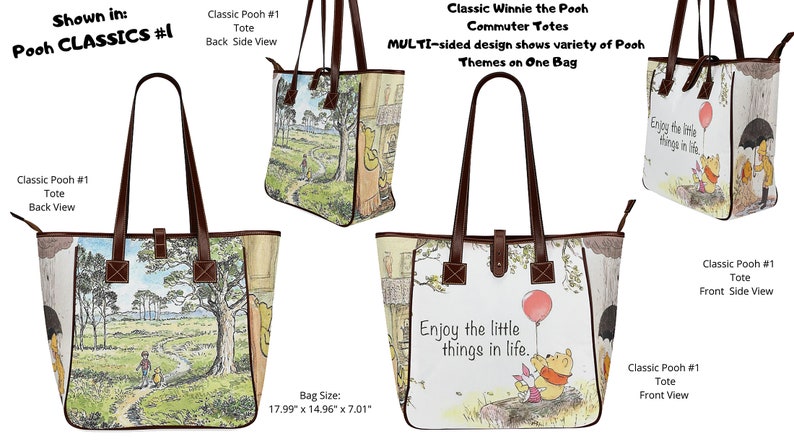 Pooh and Piglet Doctor Bag Large Tote Bag Winnie the Pooh 100 Acre Wood Classic Pooh Tote Bag Commuter Bag Wallet Umbrella 18" Tote Classics #1