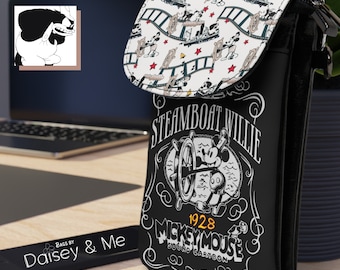 Mickey | Crossbody Cell Phone Wallet Bag | Steamboat Willie Shoulder Bags and Accessories for Travel Work or School
