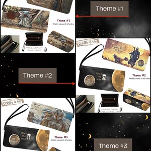 Pode incluir: Quatro designs diferentes para uma carteira com personagens e cenas da franquia Star Wars. Os designs incluem um personagem da s&eacute;rie Mandalorian, um personagem da s&eacute;rie Baby Yoda e uma cena do filme Star Wars. O texto "This is the Way" aparece em uma das carteiras.