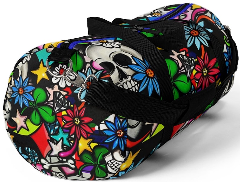 GREEN LAUGHING SKULL LARGE DUFFEL BAG
