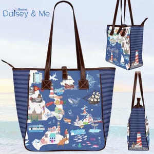 Travel Lover Gift • Map Bag • Summer Bag • Island Tote • Coastal Bag • Beach Bag • Martha’s Vineyard • Nantucket • Cape Cod • Bags and Gifts