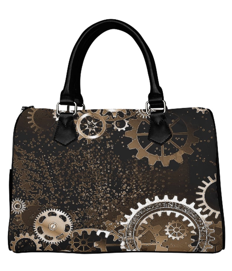 Metallic Satchel Handbag \u2219 Gears in Motion \u2219 Tote Bag \u2219 Vegan Leather Bag \u2219 Mongram Bags \u2219 Luxury bag \u2219 Barrel Style Bag \u2219 Doctor Bag \u2219Purse