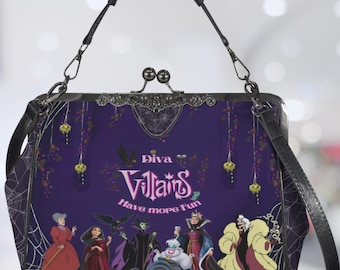 OG Queen Villains • Kisslock Handbag • Crossbody Bags • Bags and Gifts • Evil Queens • Maleficent Bag •  Retro Bags • Gifts for Her