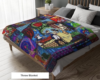 Beauty and the Beast ∙ Gifts for Her ∙ Cozy Blanket Throw • Bed Blanket Gift • Couch Blanket Gift • Beauty and the Beast Gifts for Her