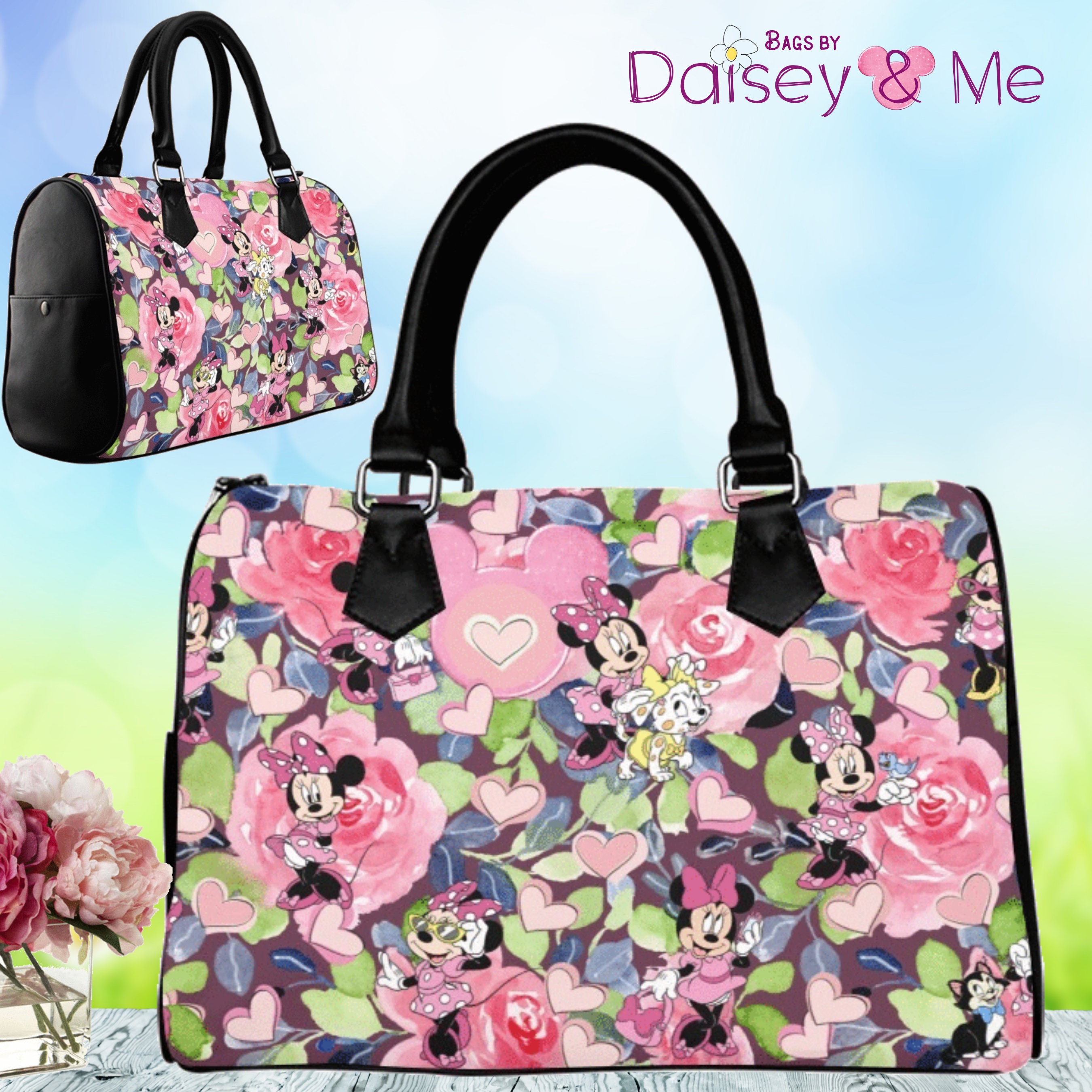 Daisy Rose Tote Shoulder Bag and Matching Clutch for Women - PU