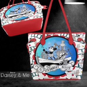 Steamboat Willie Mickey • Crossbody Shoulder Bag Purse • Zippered Top Stylish Weekender Travel Tote • 1928 Mickey Bags and Accessories