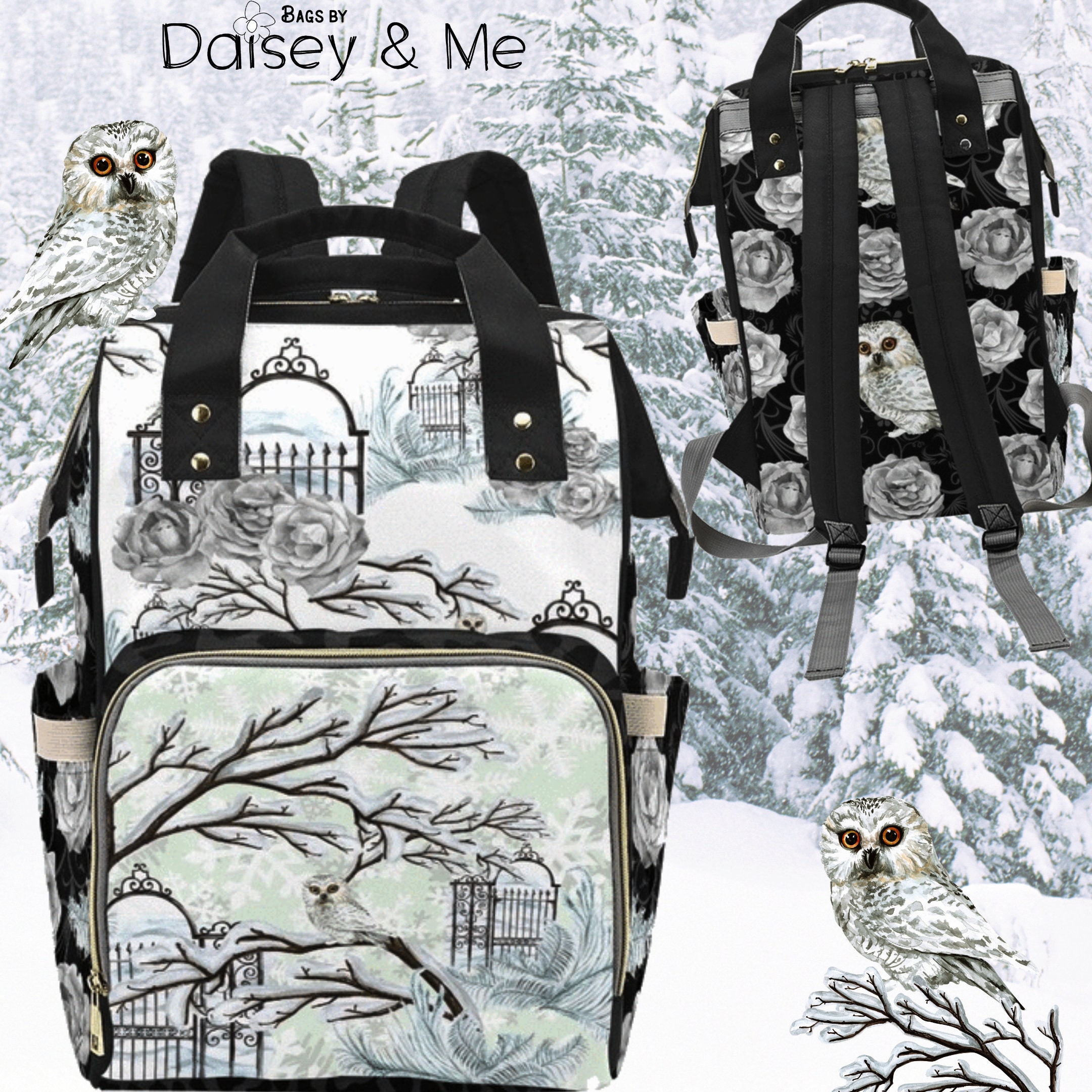 Snowy Owl ∙ Winter Forest ∙ Baby Owl ∙ Winter Wonderland ∙ Backpack ∙ Messenger ∙ Satche