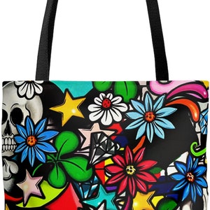 Sugar Skull Tote Bag ∙ Sugar Skull Tote ∙ Sugar Skull Bling ∙ Bling Jewel Tote Bag ∙ Dia de Los Muertos ∙ Sugar Skull Handbag ∙ Skull Bag