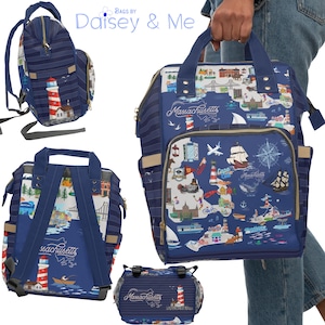 Map Bag • Backpack • Diaper Bag • Travel Bag • Vacation Bag • Coastal • Martha’s Vineyard • Nantucket • Cape Cod • Bags and Gifts • for Her