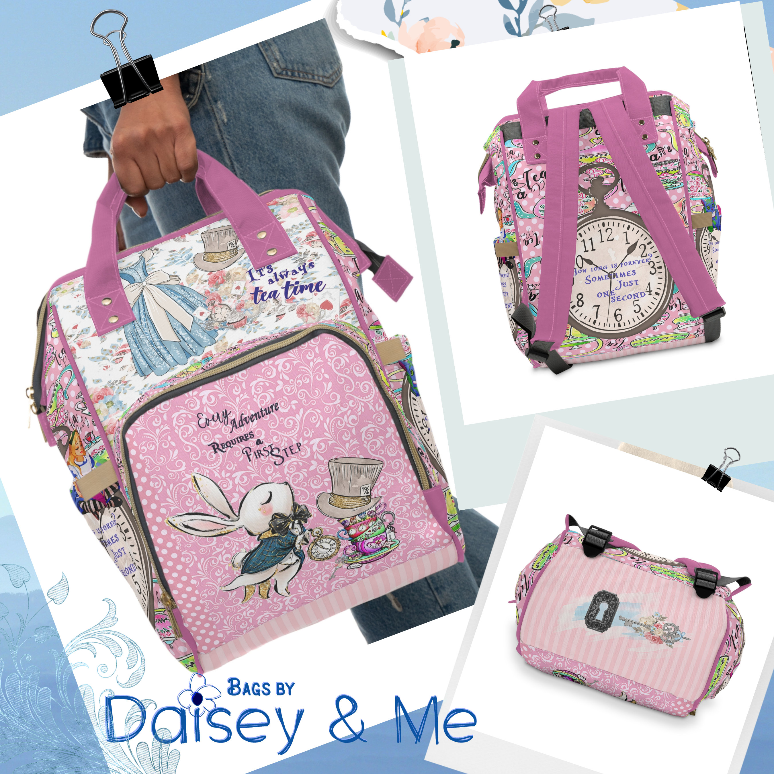 alice unique diaper backpack laptop in Wonderland – Its large capacity center is suited to hold items for multiple children or will serve as an overnight bag Ayla | Premium Vegan Leather