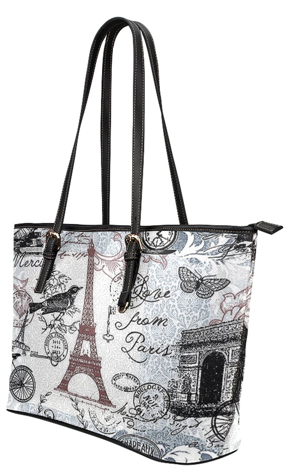 Paris Tote Bag Springtime in Paris Fashionista Bag Vegan 