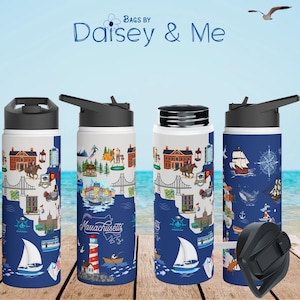 Map Tumbler • Tumbler with lid and straw • Vacation Gifts • Martha’s Vineyard • Nantucket • Cape Cod • Island • Coastal • Bags and Gifts