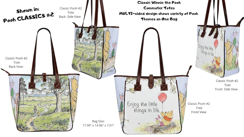 Pooh and Piglet Doctor Bag Large Tote Bag Winnie the Pooh 100 Acre Wood Classic Pooh Tote Bag Commuter Bag Wallet Umbrella 18" Tote Classics #2